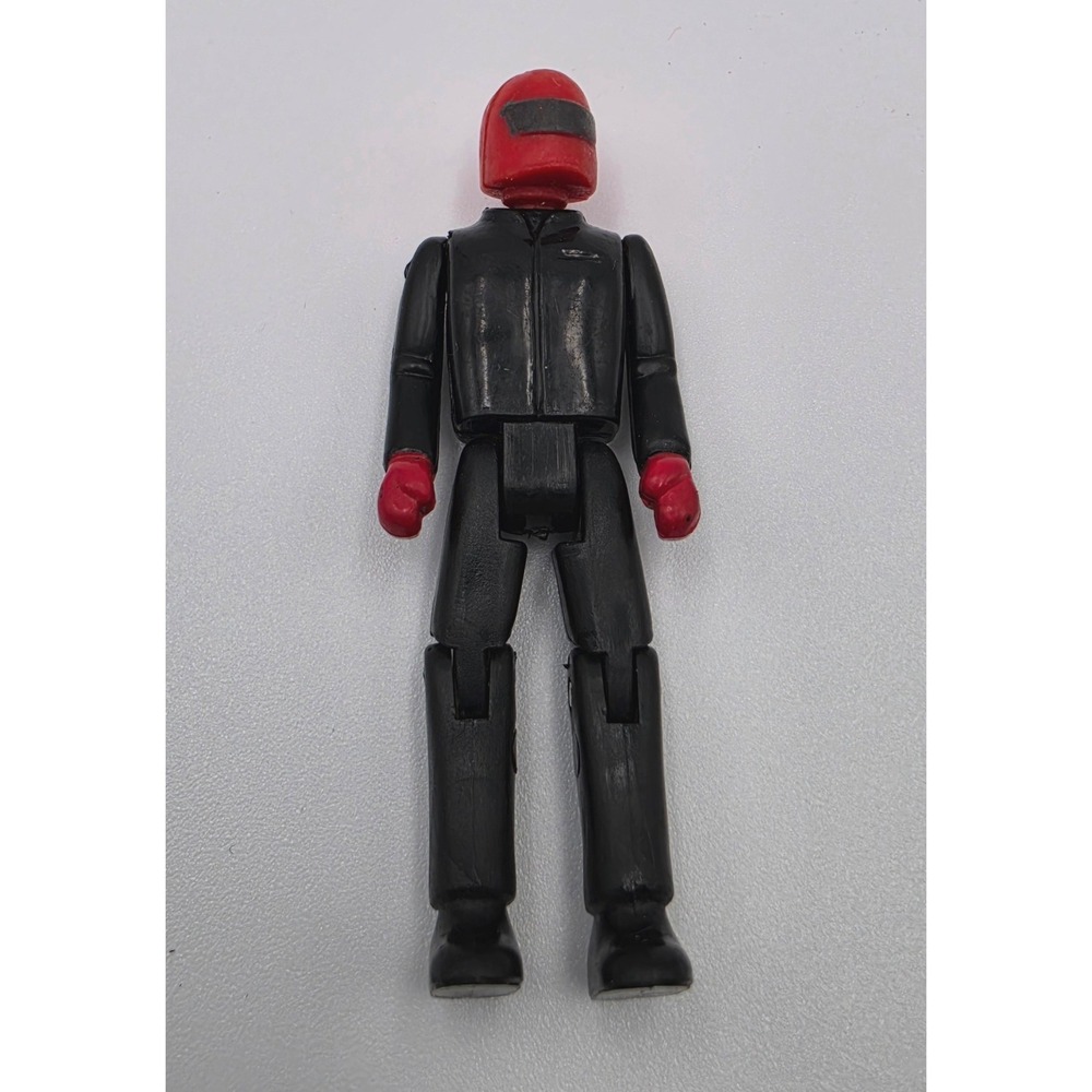 Vintage Biker Racer Action Figure Red Helmet Black Suit Taiwan ROC 3 Inch